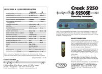Creek 5250&5250SE - Operating Instructions 